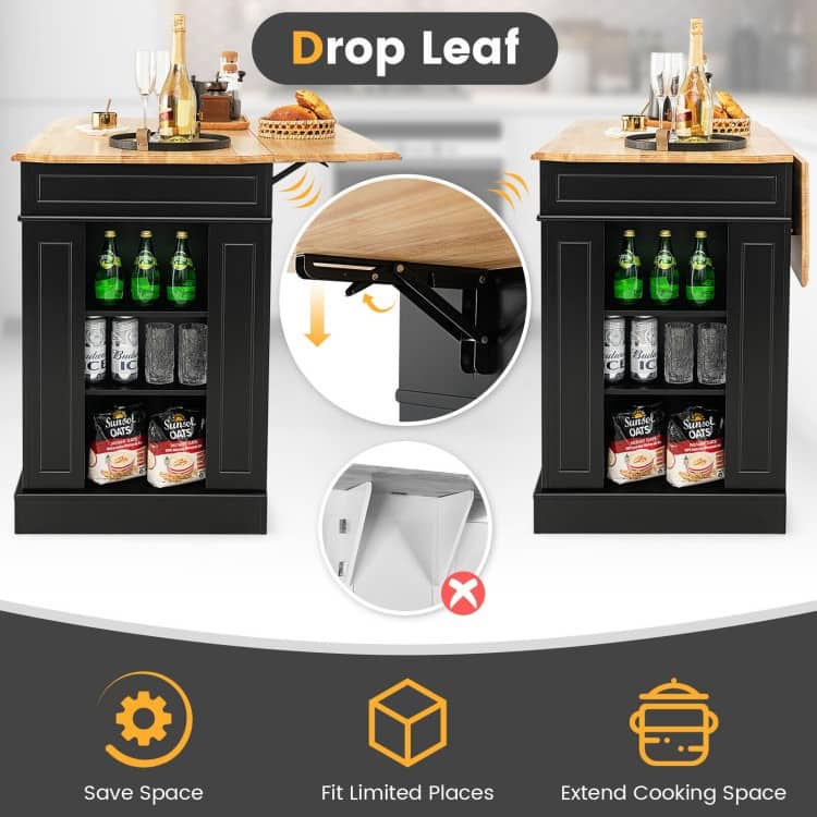 Kitchen Island with Storage and 3-Level Adjustable Shelves - 47" x 36" x 36" (L x W x H)