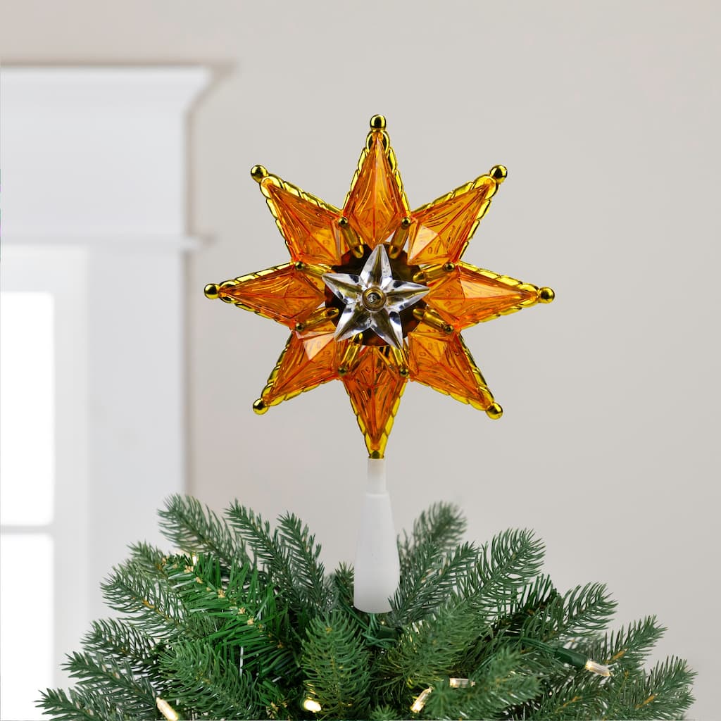 Mosaic Star Christmas Tree Topper - 8" - Clear Lights