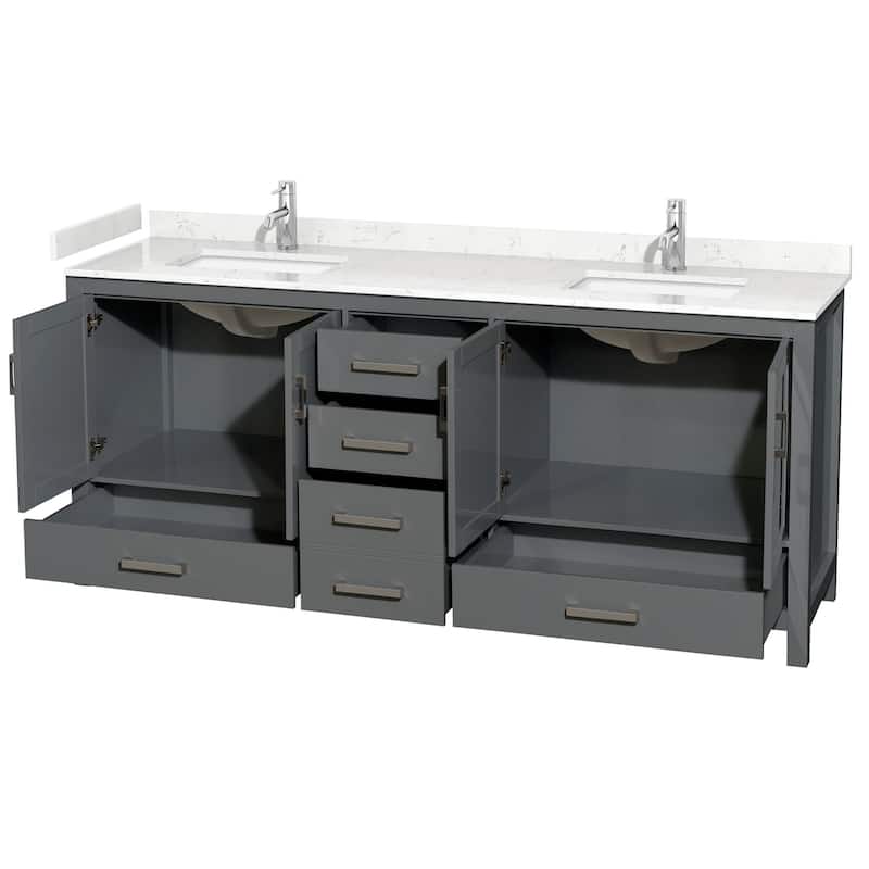 Wyndham Collection Sheffield 80" Double Bathroom Vanity, Carrara