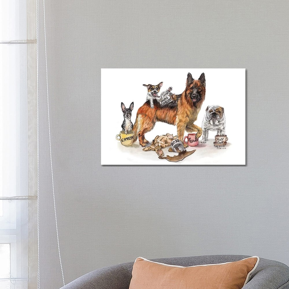 iCanvas "Coffee Dogs" by Holly Simental Canvas Print