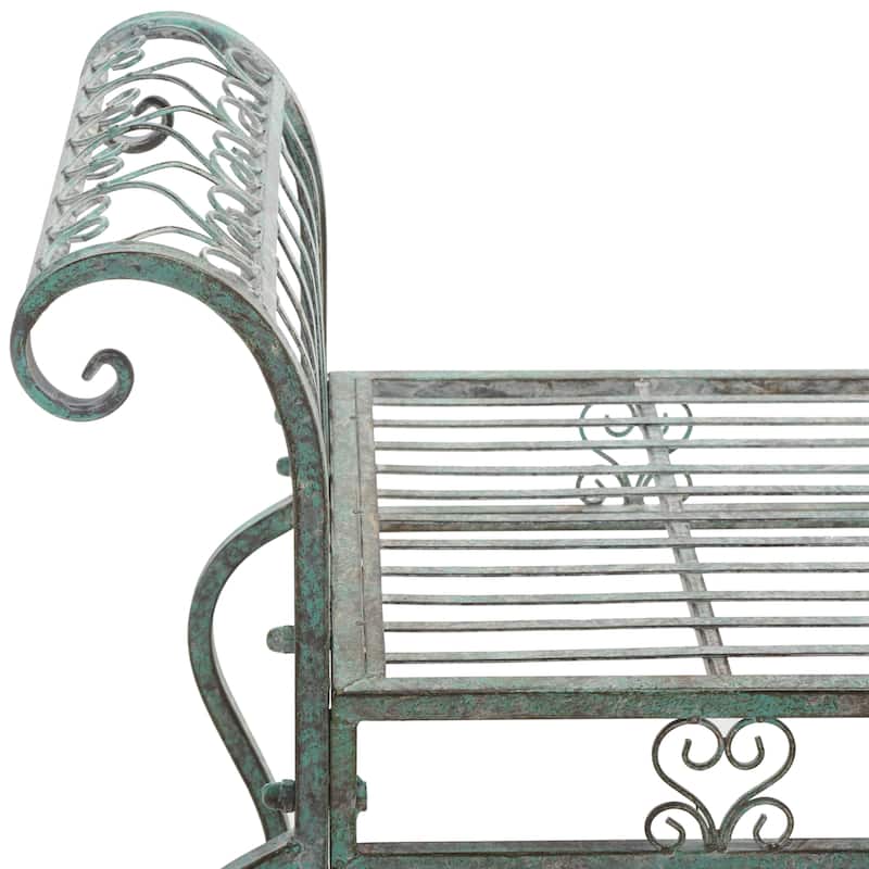 SAFAVIEH Outdoor Kyara Victorian Iron 52-inch Bench - 52Wx16Dx26H