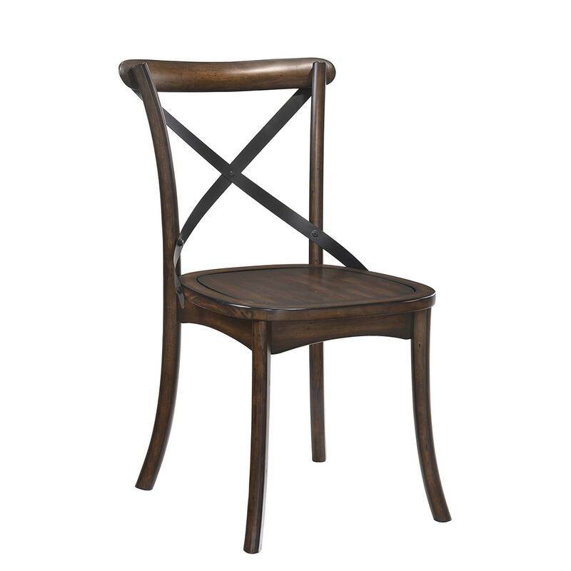 Merken Dark Oak and Black Side Chair with X Shape Back (Set of 2)