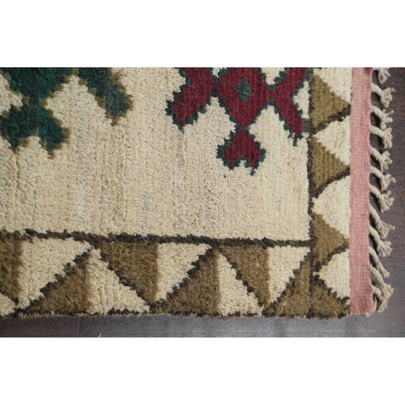 Geometric Moroccan Oriental Area Rug Wool Handmade Dining Room Carpet - 9'0" x 12'4"