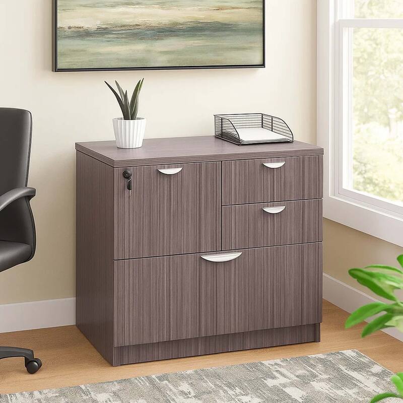 Ley 4 Drawer Lateral File Cabinet, Driftwood Gray Office Storage