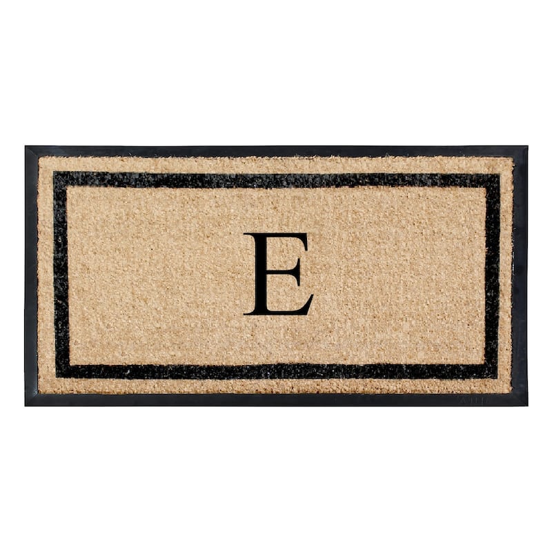 A1HC Rubber and Coir Heavy Weight large Outdoor Durable Monogrammed Doormat 24"X48", Beige - E_