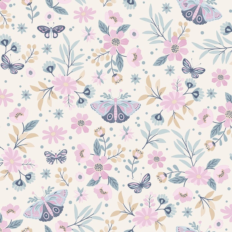 Chesapeake Zev Pink Butterfly Wallpaper - 20.9 x 396 x 0.025