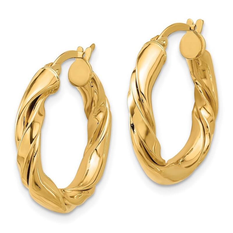 Curata 14k Yellow Gold Polished Twisted Hoop Earrings - 23.4x22mm