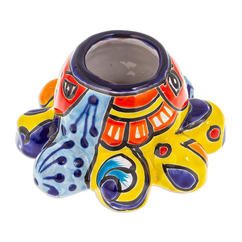 Novica Handmade Marine Hacienda Ceramic Flower Pot