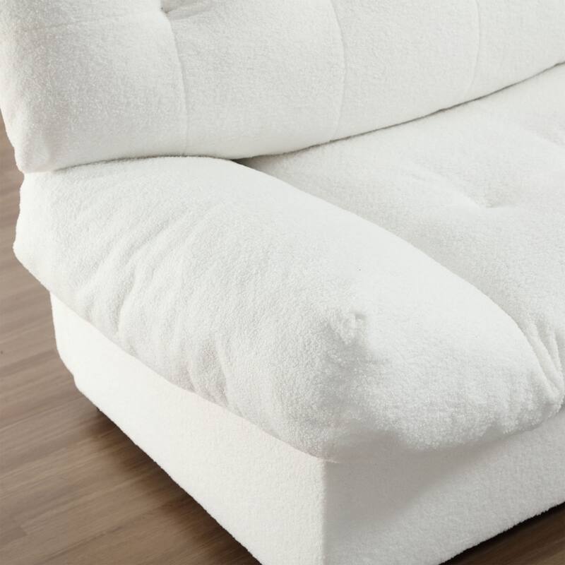 96.46'' Fabric 2 Seater Sofa Couch with Comfy Padded Design and Cloud Style, Plastic Feet, for Living Room and Apartment