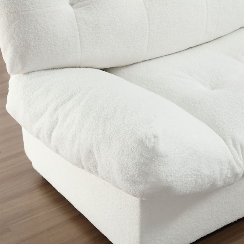 Cloud Style Sofa, Teddy Velvet Fabric, Comfy Padded Cloud Couch for Living Room, Apartment