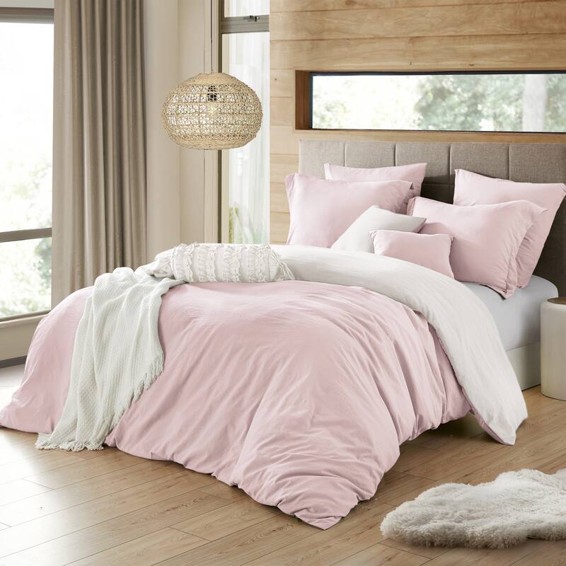 Swift Home Extra Soft Reversible Crinkle Microfiber Duvet Cover Set (Comforter Not Included)