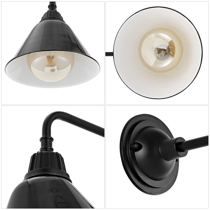 Aurora 9.63" 1-Light Farmhouse Industrial Indoor/Outdoor Iron LED Gooseneck Arm Outdoor Sconce, by JONATHAN Y - 9.63
