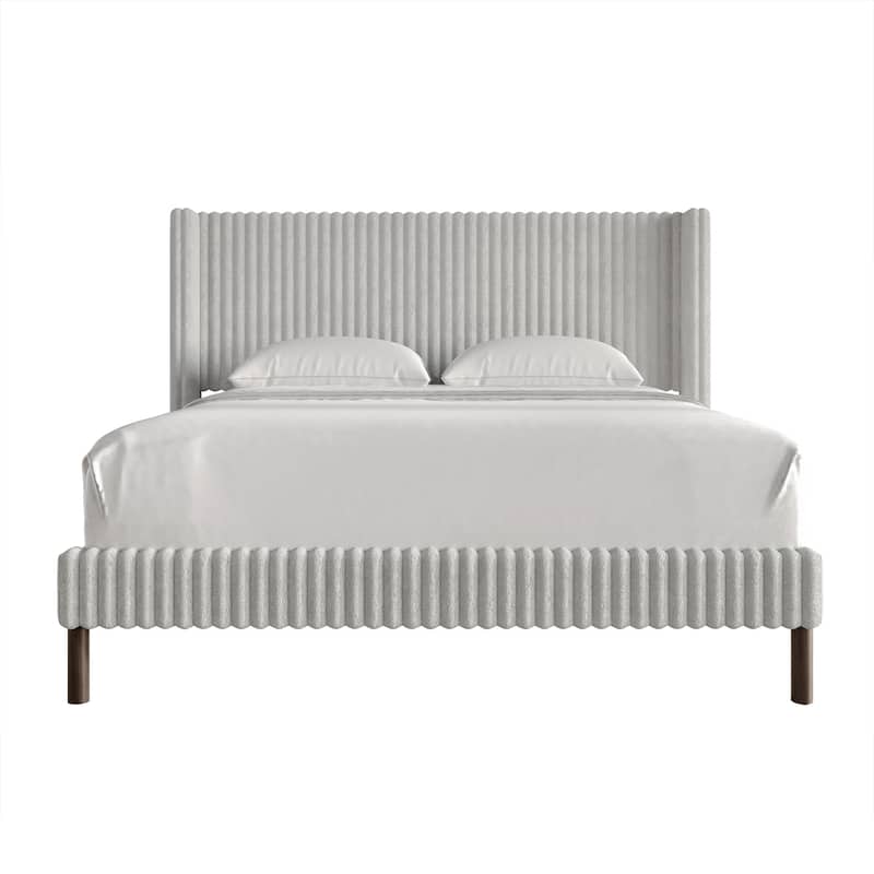 CraftPorch Sophistique Wingback Velvet Upholstered Bed - Light Grey - Queen