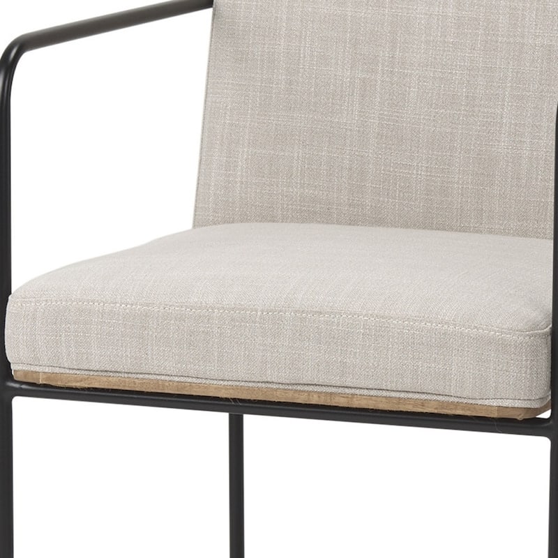 HomeRoots Beige and Black Upholstered Cushion And Metal Dining Arm Chair - 20.5 in. x 36 in. x 25 in.