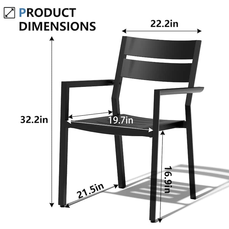VredHom Outdoor Patio Dining Chairs Aluminum Stackable Armchair