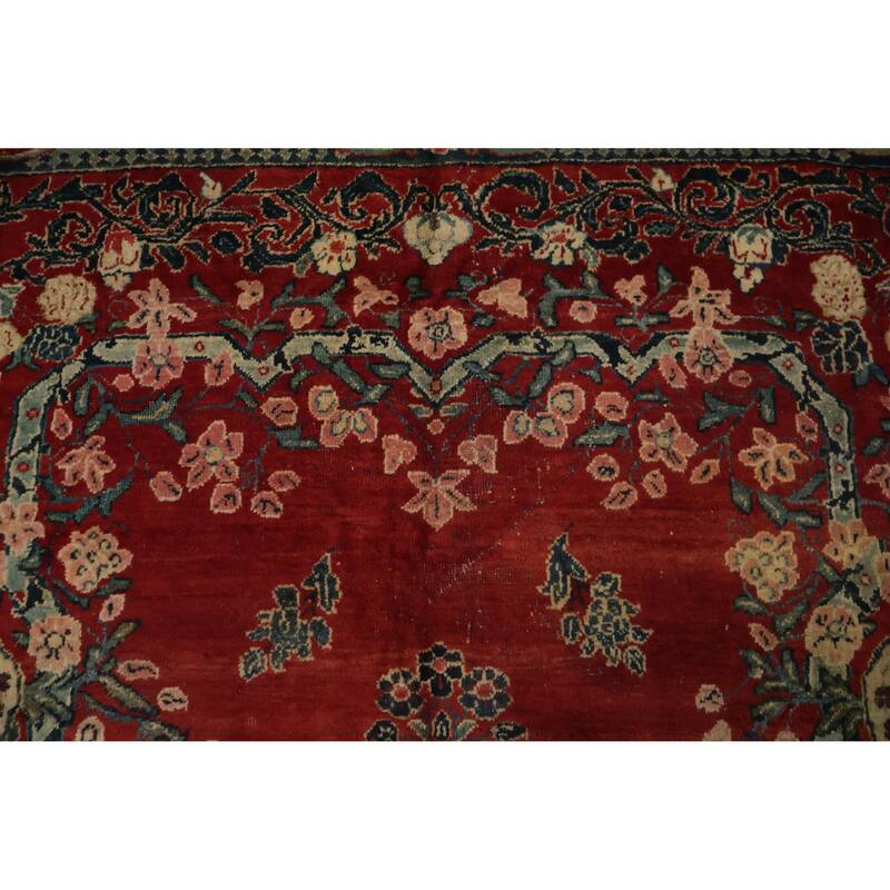 Hand Knotted Oriental 100% Wool Carpet Traditional Floral Red Mahal Area Rug - 11' 9'' X 8' 8''