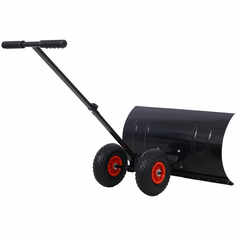 Wheeled Snow Shovel,Effortless Snow Removal with Adjustable Handle and Cushioned Comfort - 29" W x 16.5" H