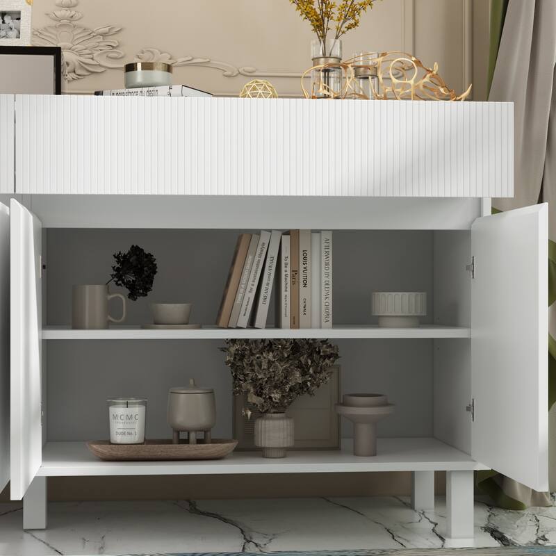 Buffet Storage Cabinet with Pine Leg and Adjustable Interior Sideboard - 63"