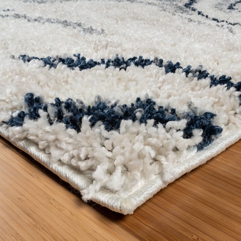 Gertmenian Anjou Marble Navy Abstract Modern Shag Area Rug