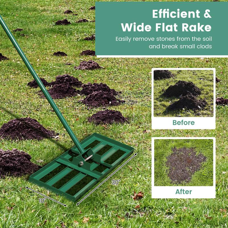 Costway Lawn Leveling Rake 30" x 10" Heavy Duty Level Lawn Tool for - See Details