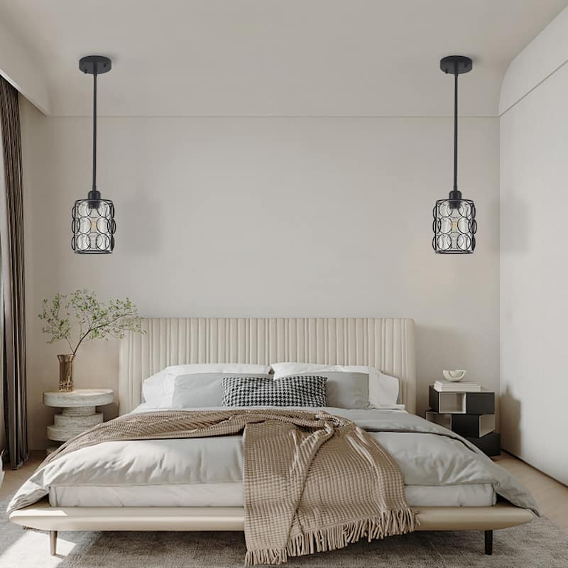 1 - Lightweight hanging pendant light with glass shade, E26 head for kitchen island, room (set of 2)