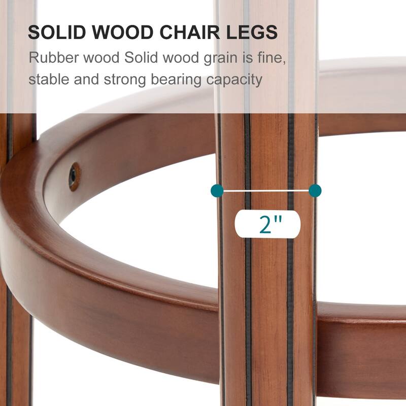 Cow top Leather Wooden Bar Stools, 360 Degree Swivel Bar Chair with Backs, Bar height Couner Height Barstools (1pc)