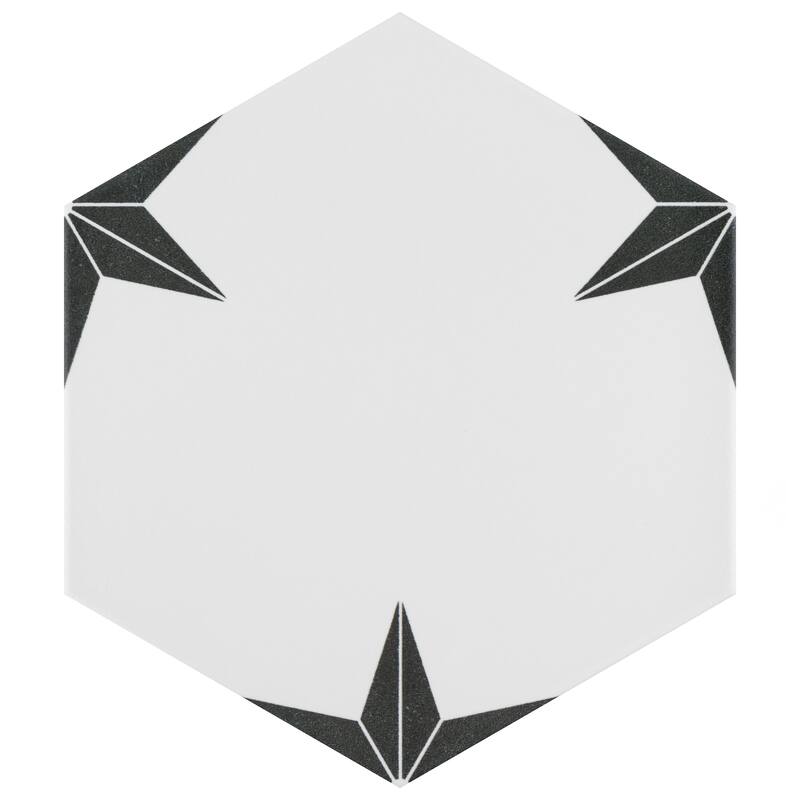 Merola Tile Stella Hex Nero 8-5/8" x 9-7/8" Porcelain Floor and Wall Tile