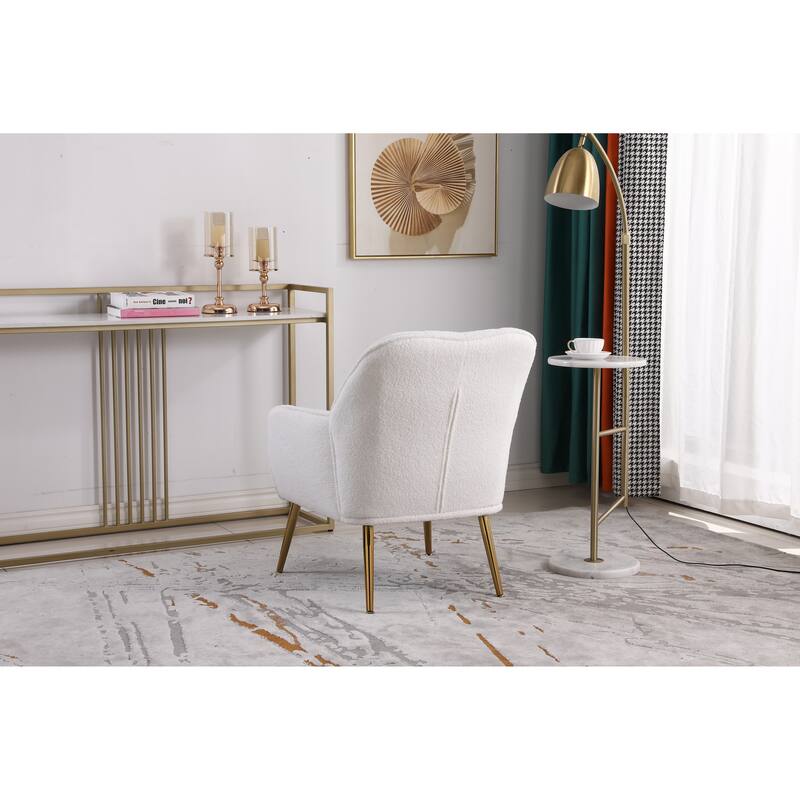 Modern Mid Century 28.7" Sherpa Arm Chair with Iron Legs for Living Room