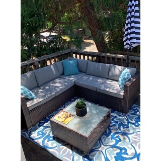 Top Product Reviews for COSIEST 4-piece Patio Outdoor Cushioned Wicker Sectional Sofa Set - 31483098 - Overstock