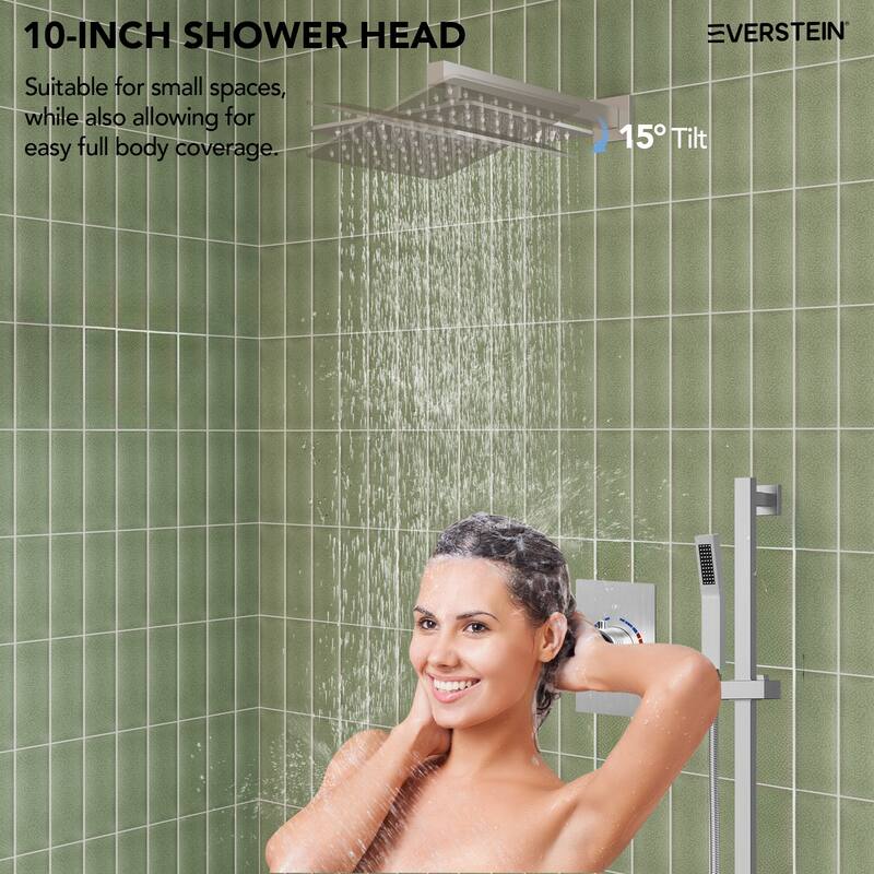 Slide Bar High-Pressure Balancing Shower System 10" Rainfall Shower Head with Handheld Shower