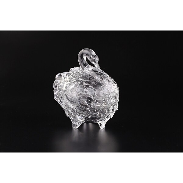 7.5" Crystal Clear Hand Blown Glass Swan Tabletop Decor - N/A
