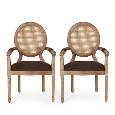 Judith Wood and Cane Upholstered Dining Chair by Christopher Knight Home - 25.00" L x 27.00" W x 40.25" H