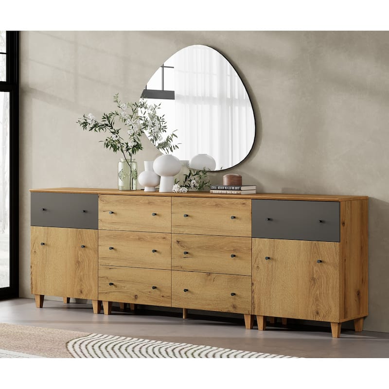 WAMPAT 3-in-1 Dresser Chests with 8 Drawers and 2 Doors for Bedroom