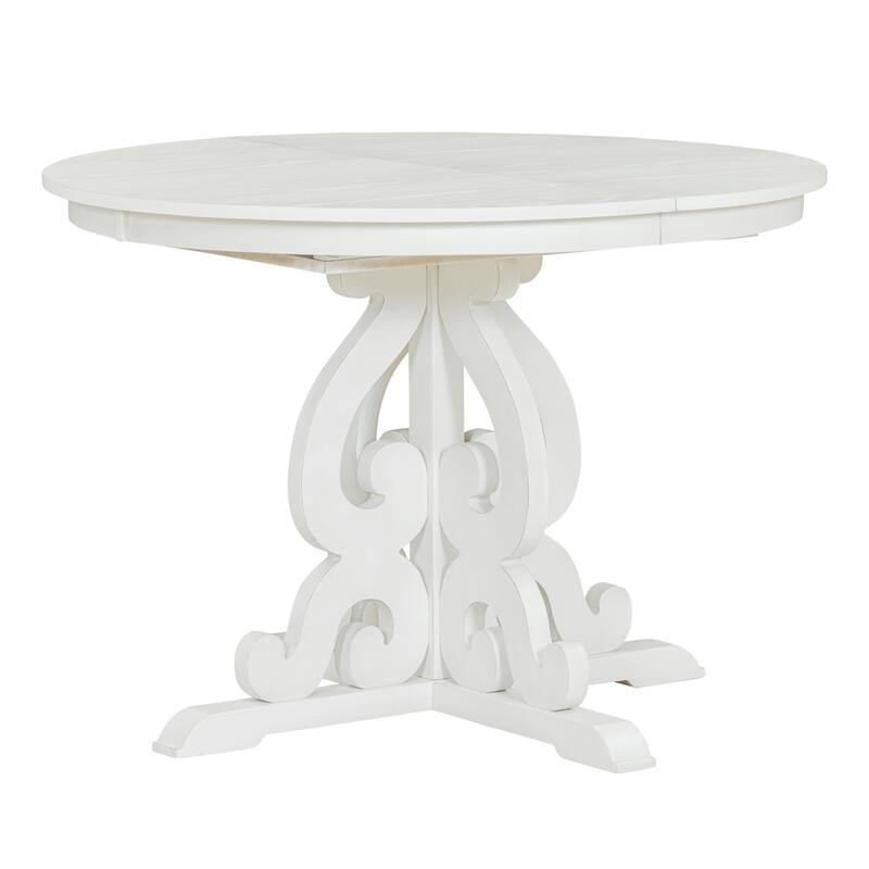 5-Piece Retro Dining Set, Extendable Table and 4 Upholstered Chairs