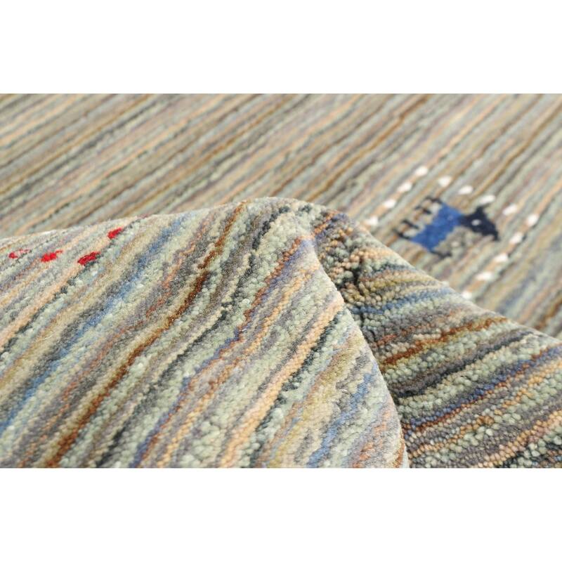 ECARPETGALLERY Hand Loomed Kashkuli Gabbeh Grey Wool Rug - 3'11 x 5'8