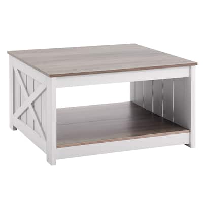 31.5" Coffee Square Table with Open Storage Compartment Suitable for Small Space - 31.5” x 31.5” x 17.9”