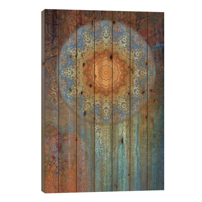 Azuma Mandala Print On Wood by LuAnn Ostergaard - Multi-Color - 26x18x1.5