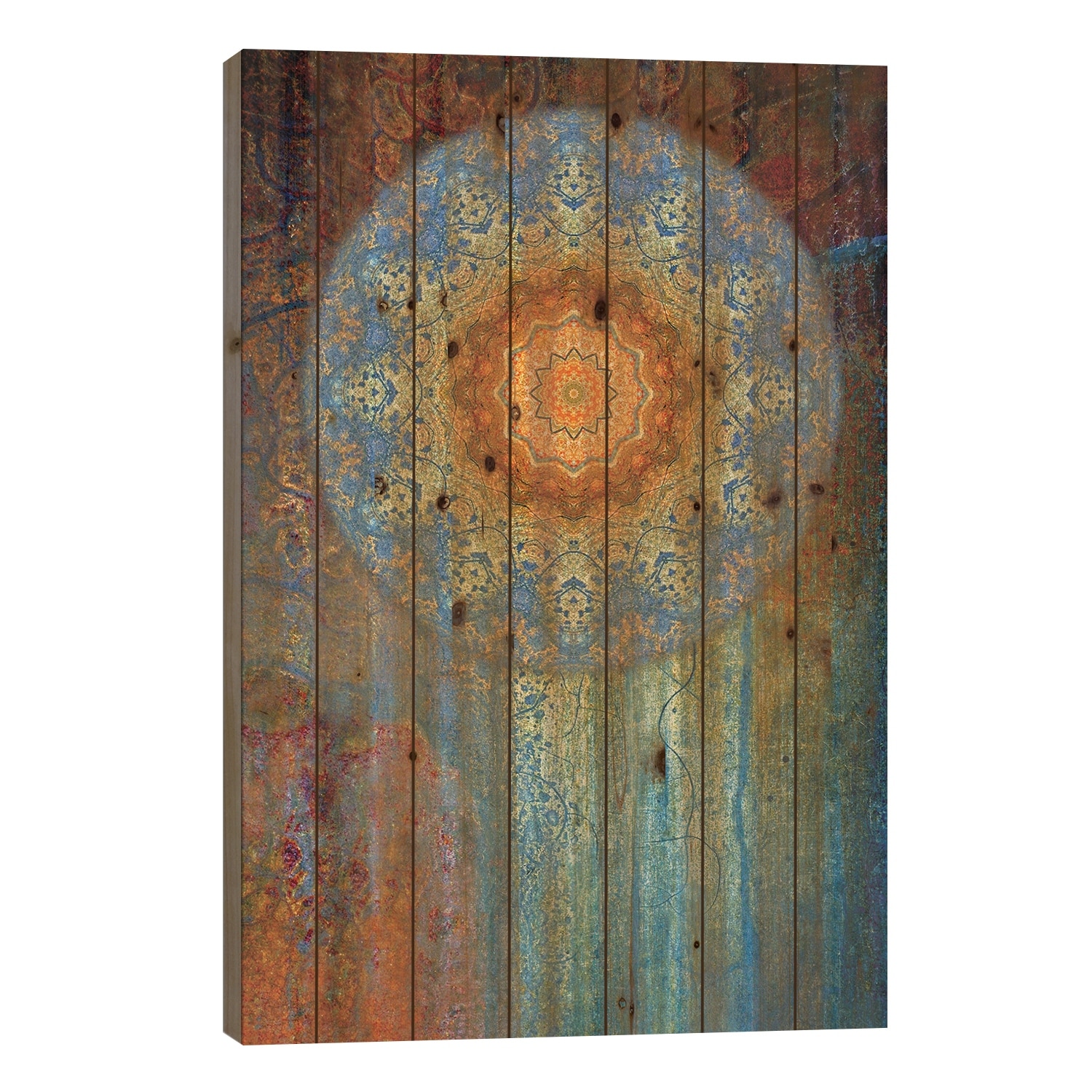 Azuma Mandala Print On Wood by LuAnn Ostergaard - Multi-Color