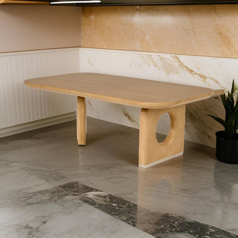 Noe Ohan 50 Inch Coffee Table, Rectangular, Light Brown Solid Rubberwood