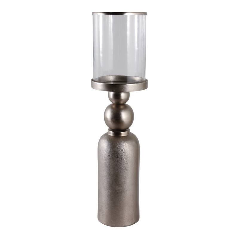 Aluminum Glass Floor Candle Holder Elegant Removable Hurricane