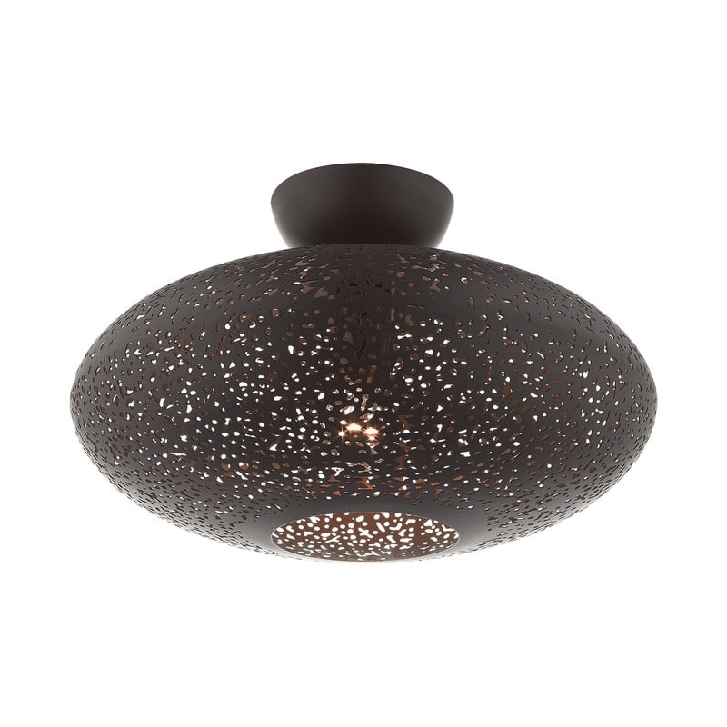 Livex Lighting 1-light Bronze Semi Flush Mount ,49183-07 - 15.875" DIA 10.5" H