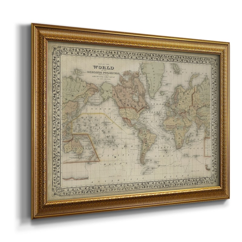 Mitchell's World Map Premium Framed Canvas- Ready to Hang
