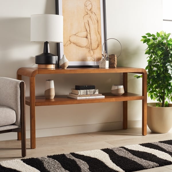 slide 2 of 22, SAFAVIEH Home Collection Omara 2 Tier Console Table - 53" W x 17" D x 30" H Walnut