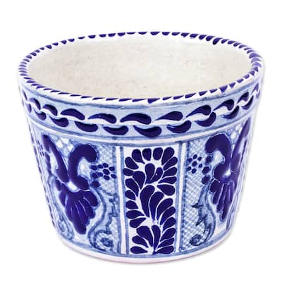 Novica Handmade Puebla Arabesque Ceramic Flower Pot