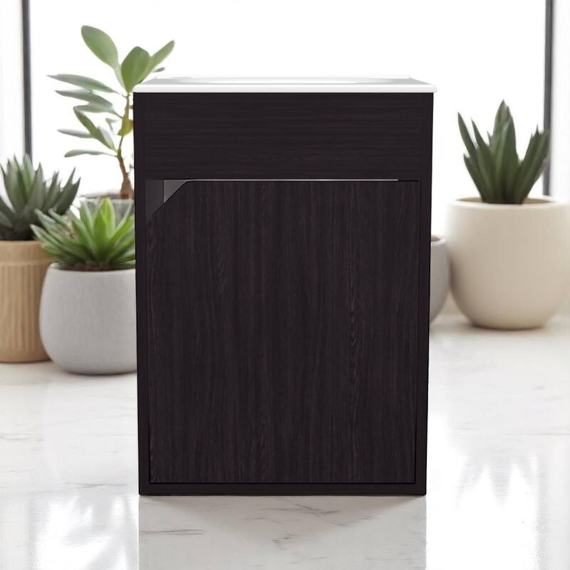 15.5" Bathroom Vanity with Integrated Sink - Compact Freestanding Cabinet with Storage for Small Bathrooms, No Faucet Included