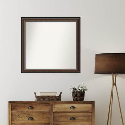 Cyprus Walnut Framed Non-Beveled Custom Wall Mirror, Bathroom Vanity Mirror