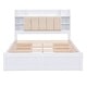 preview thumbnail 6 of 12, Queen Size Platform Kids Bed Frame with Storage Headboard, Shelves & 4-Drawers, White