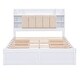 preview thumbnail 6 of 12, Queen Size Platform Kids Bed Frame with Upholstered Headboard, Storage Shelves & 4-Drawers for Bedroom, Easy Assembly, White