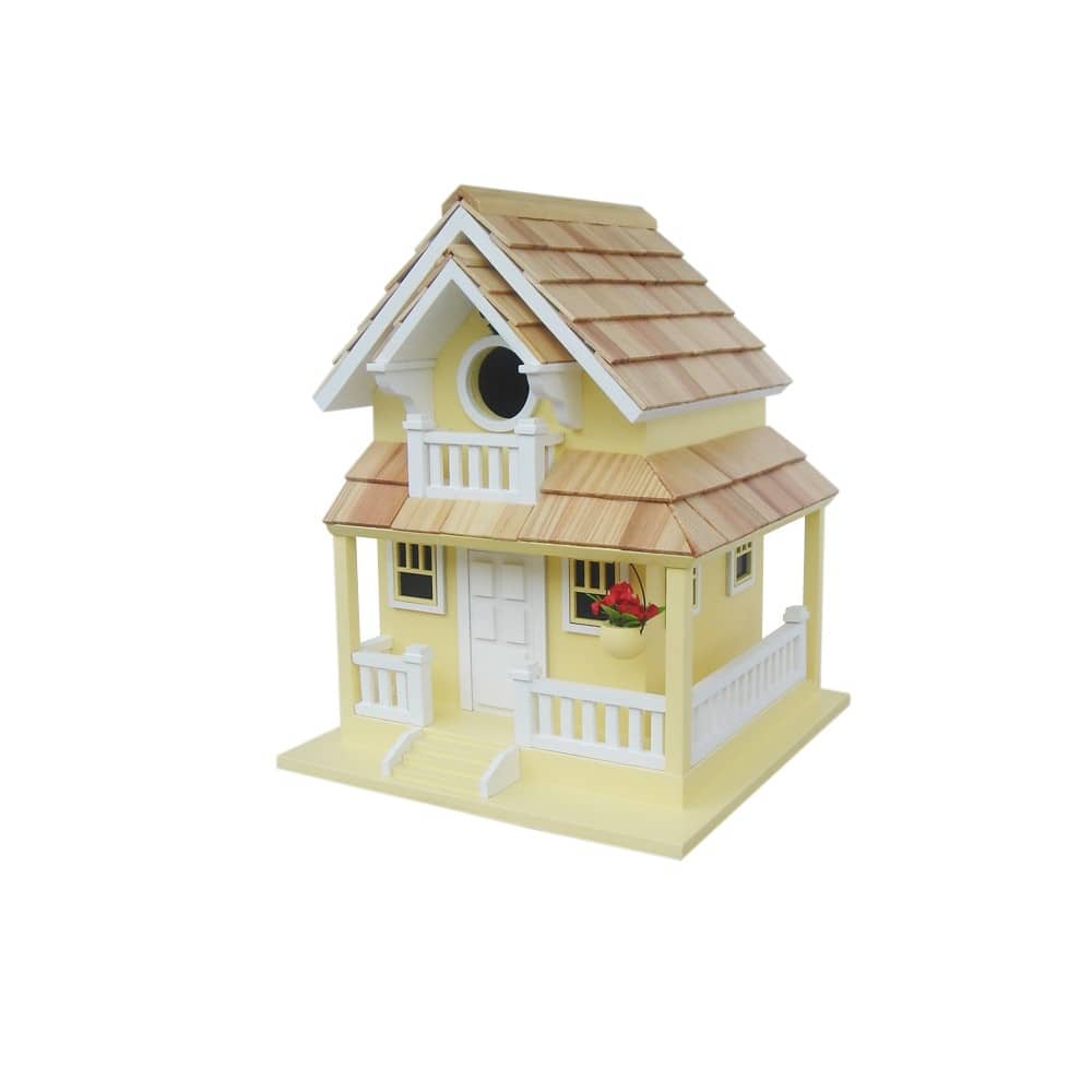 11" Yellow and Brown Courtyard Cottage Outdoor Garden Birdhouse