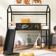 preview thumbnail 14 of 36, Playhouse Inspired Twin Size House Loft Bed with Slide & Writable Board Black